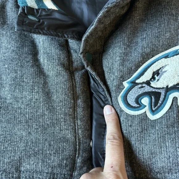 NFL Philadelphia Eagles Reversible Puffer Vest Wool Blend Size XXL - Picture 4 of 14